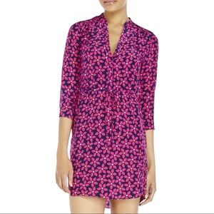 Diane Von Furstenberg Silk Freya Dress Ditzy Floral Navy/Pink SZ 10